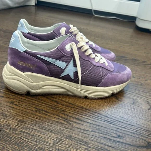 Golden Goose Running Sole Purple Suede Sneakers
